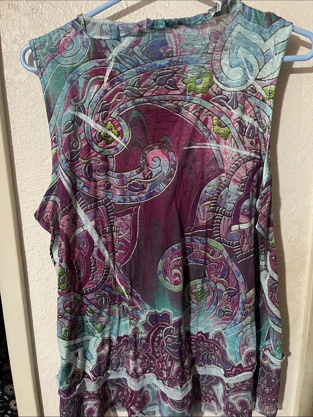 Source Unknown Purple and Teal Abstract V-Neck Tank - Picture 4 of 4
